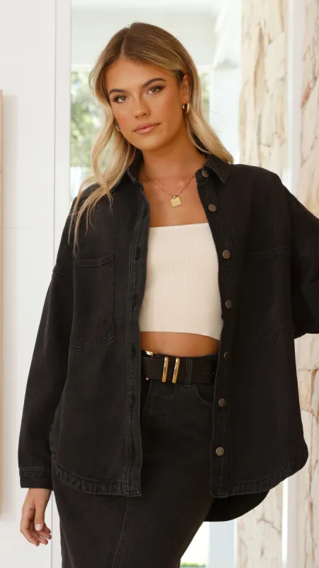 Ensley Denim Jacket - Black Denim sold by Billy J