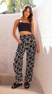 Zuri Pants - Geo Print - Black/White sold by Billy J