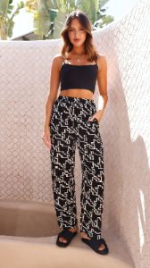 Zuri Pants - Geo Print - Black/White sold by Billy J