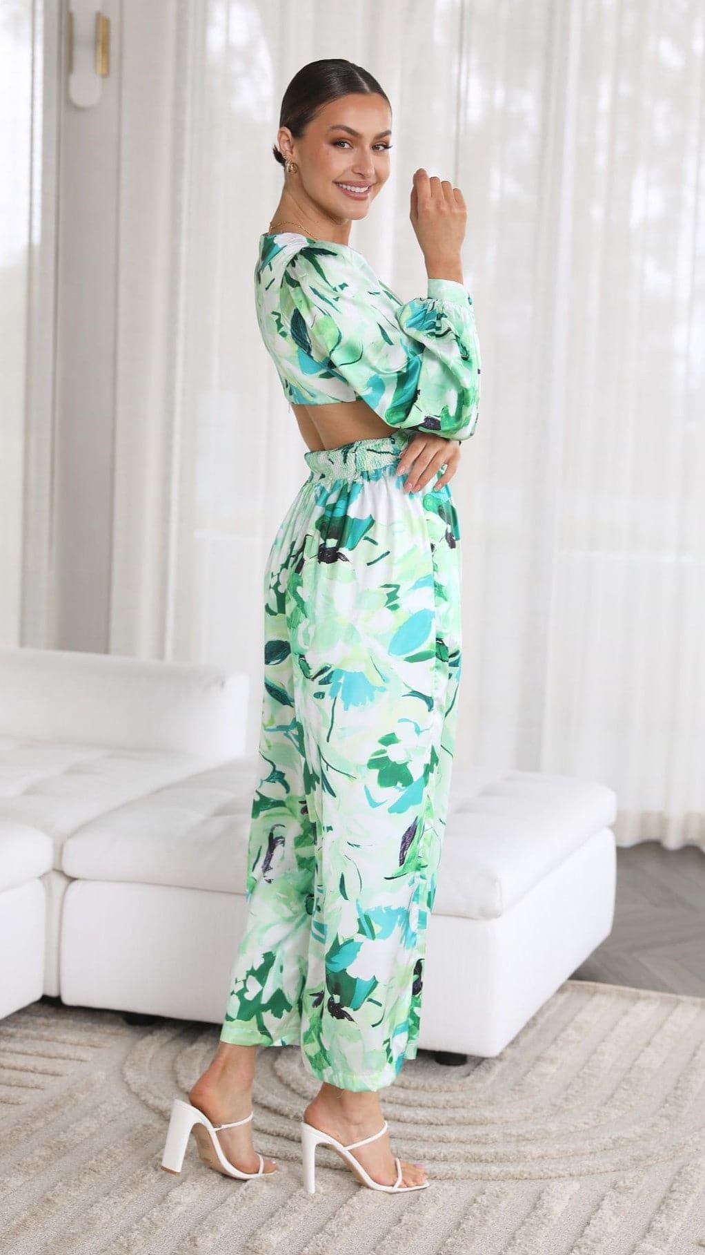 Angela Jumpsuit - Green Floral sold by Billy J product image thumbnail 3