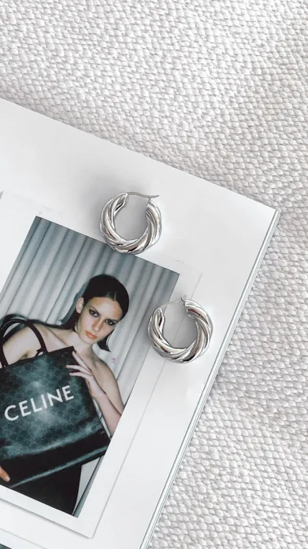 Sakura Hoop Earrings - Silver sold by Billy J