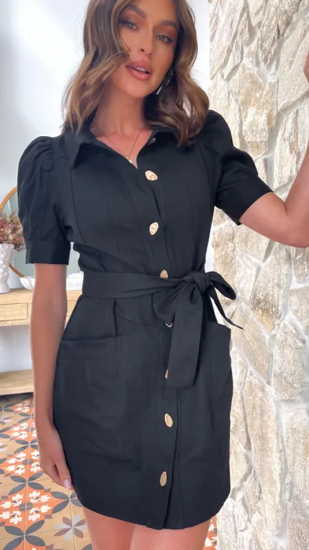 Taima Mini Dress - Black Denim sold by Billy J