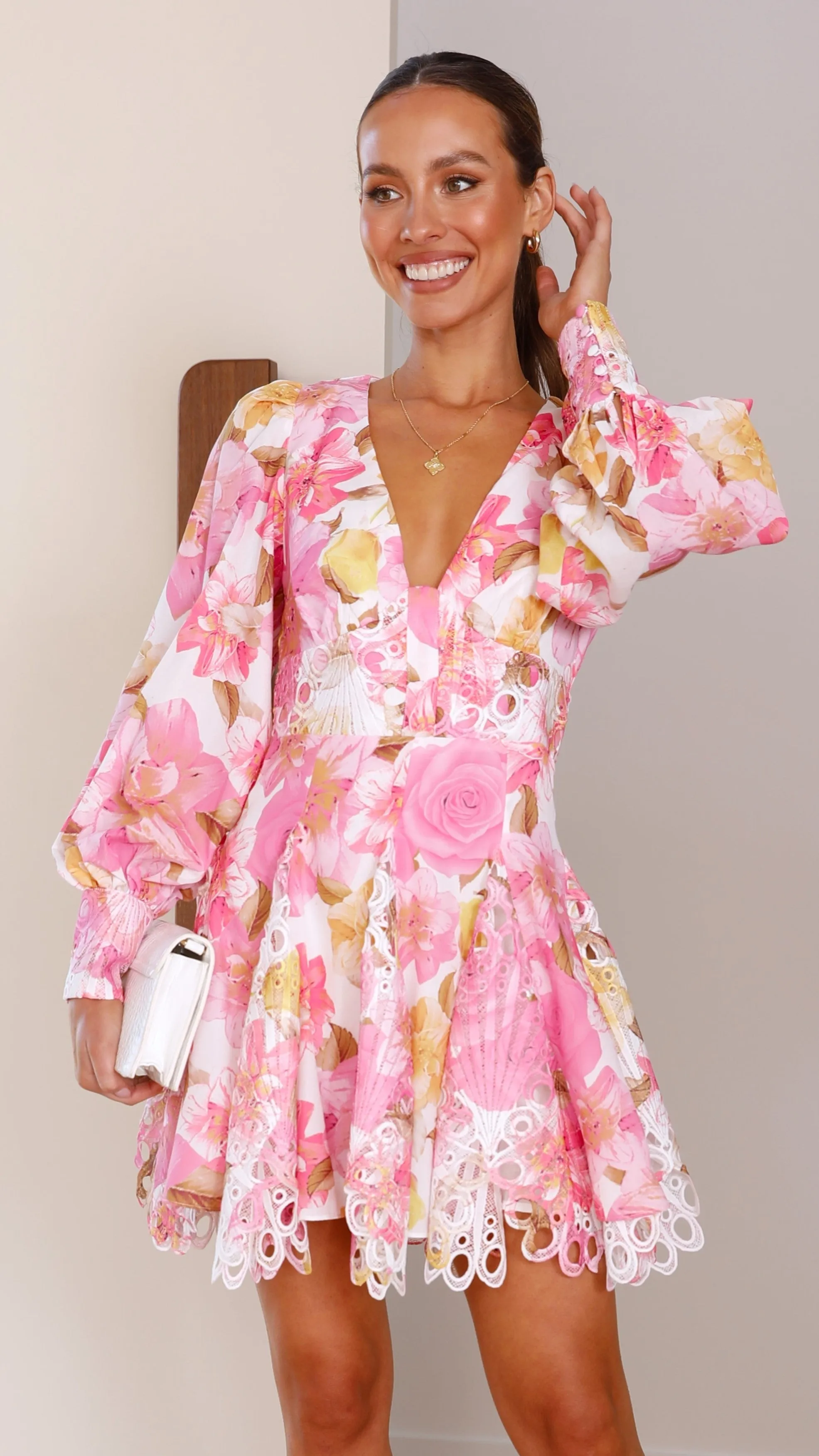 Felicity Mini Dress - Pink Floral sold by Billy J