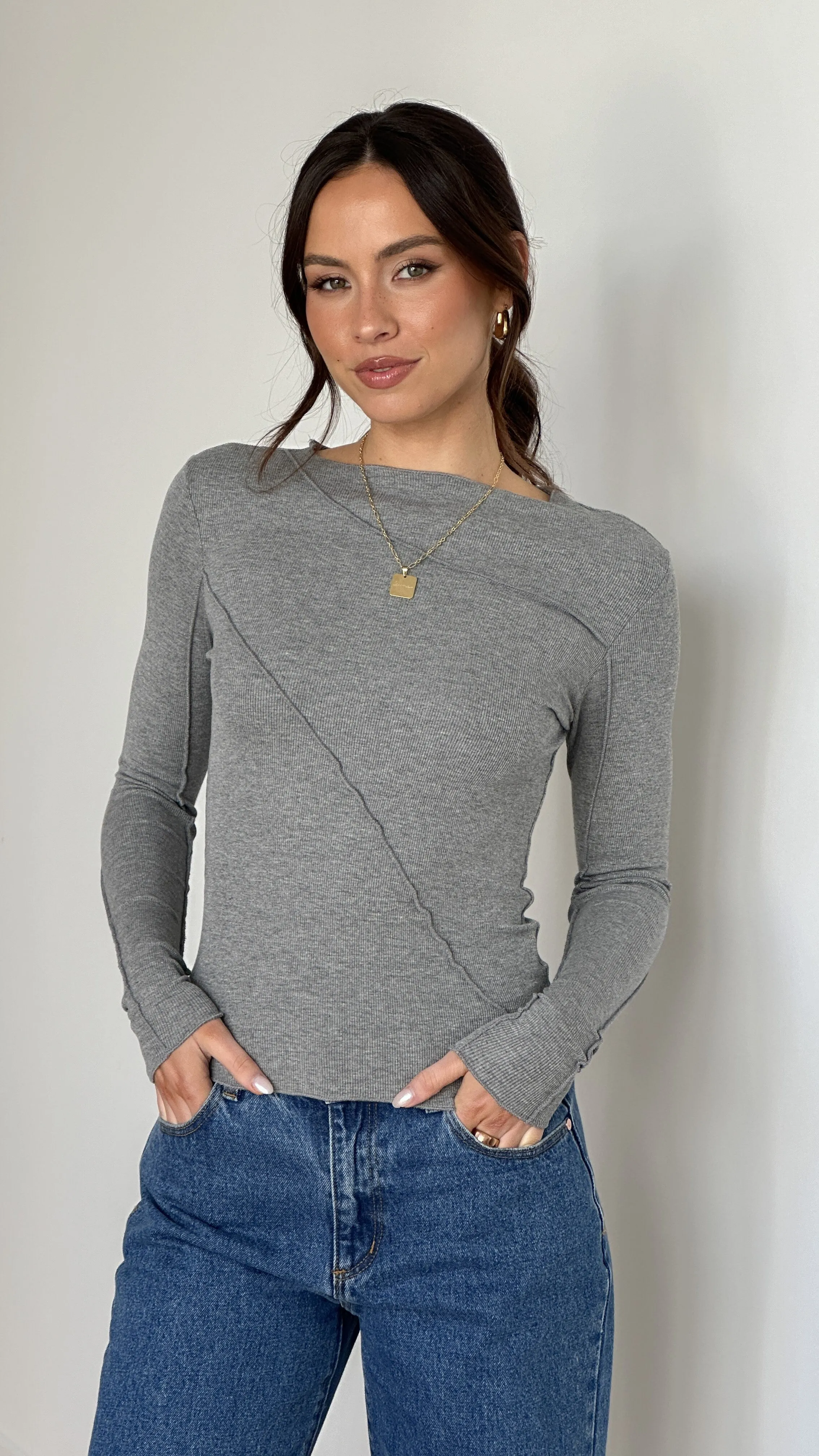 Leya Long Sleeve Top - Grey sold by Billy J product image thumbnail 5
