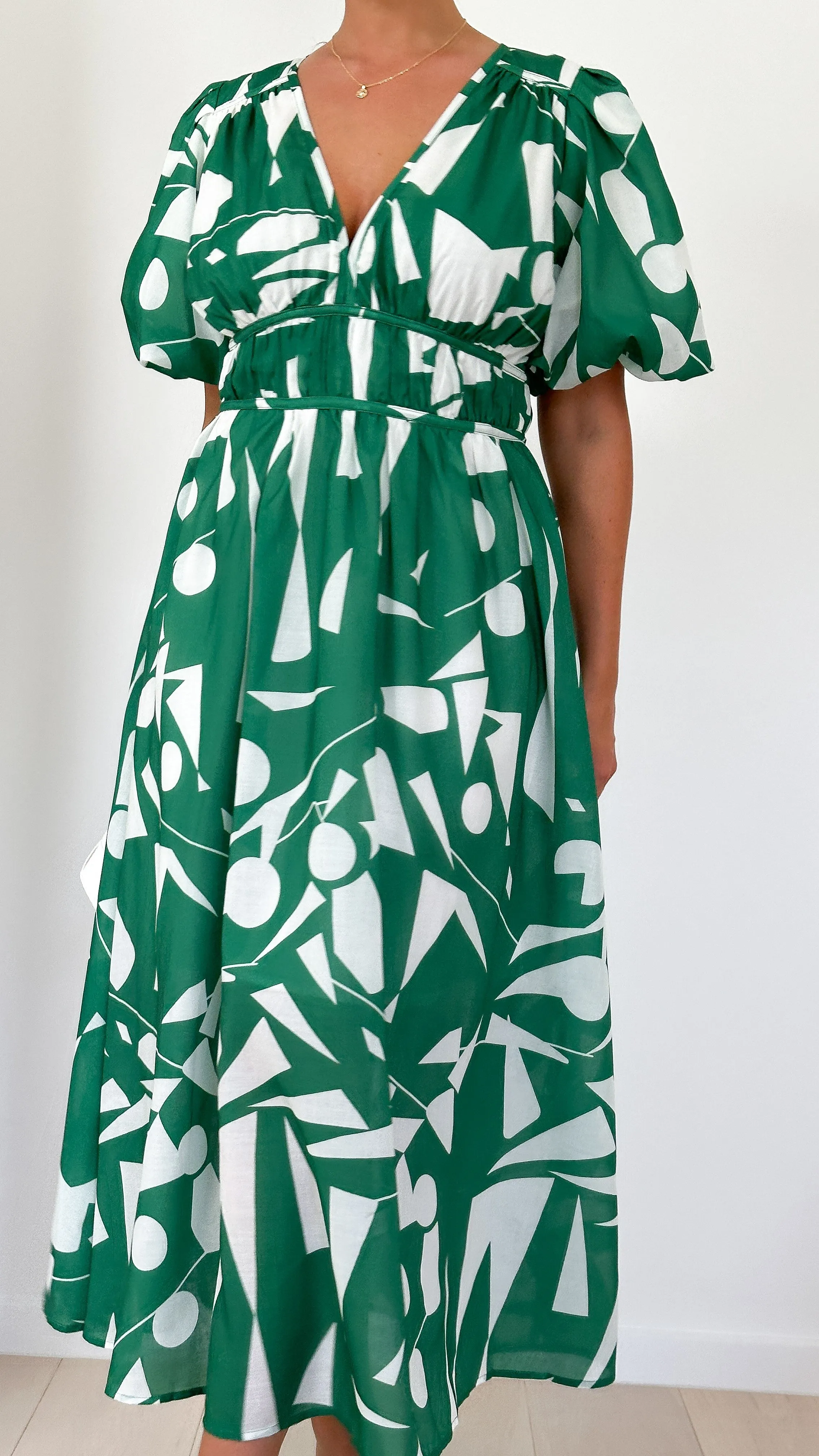 Venice Midi Dress - Green/White sold by Billy J product image thumbnail 3