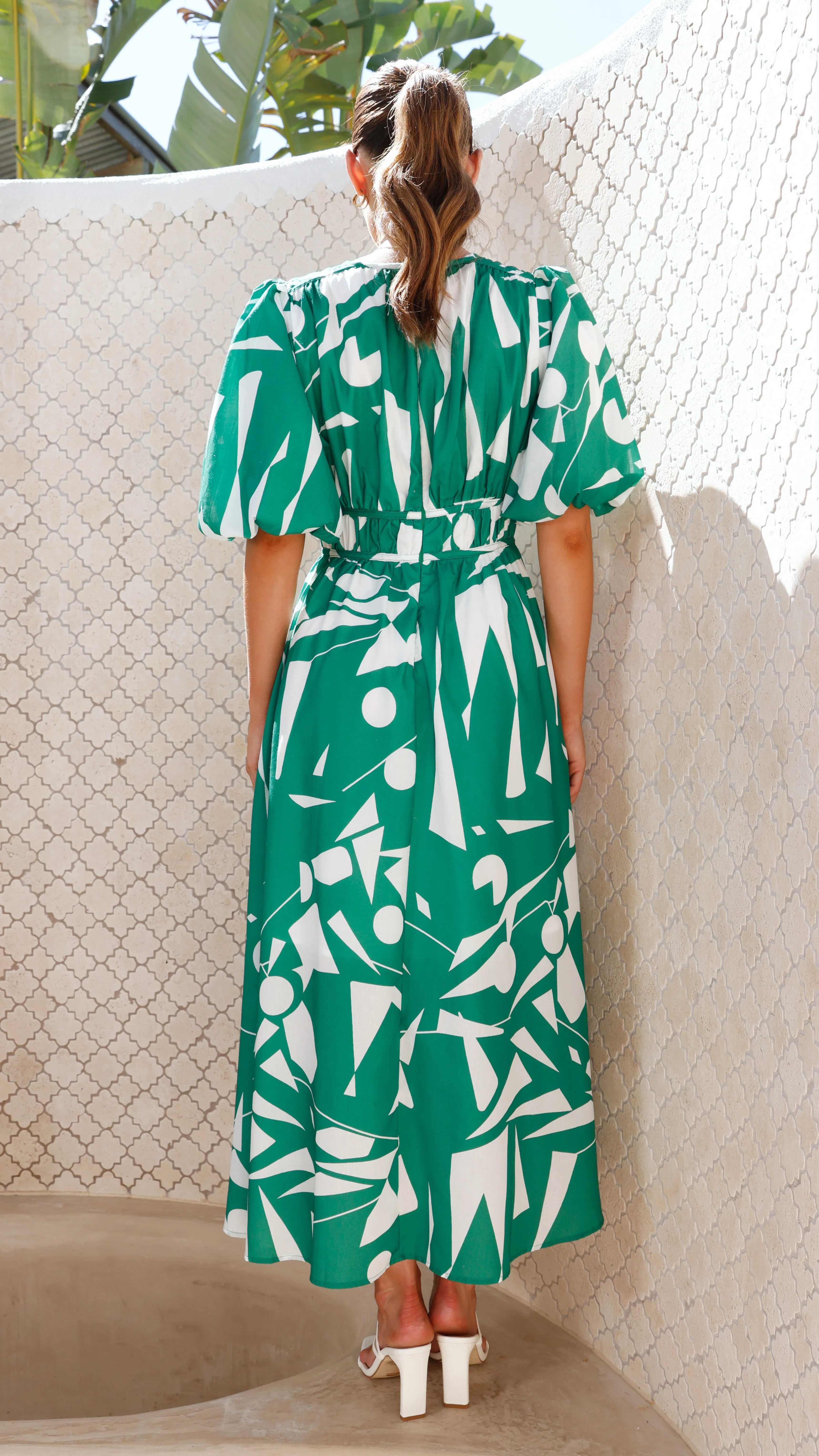 Venice Midi Dress - Green/White sold by Billy J product image thumbnail 4