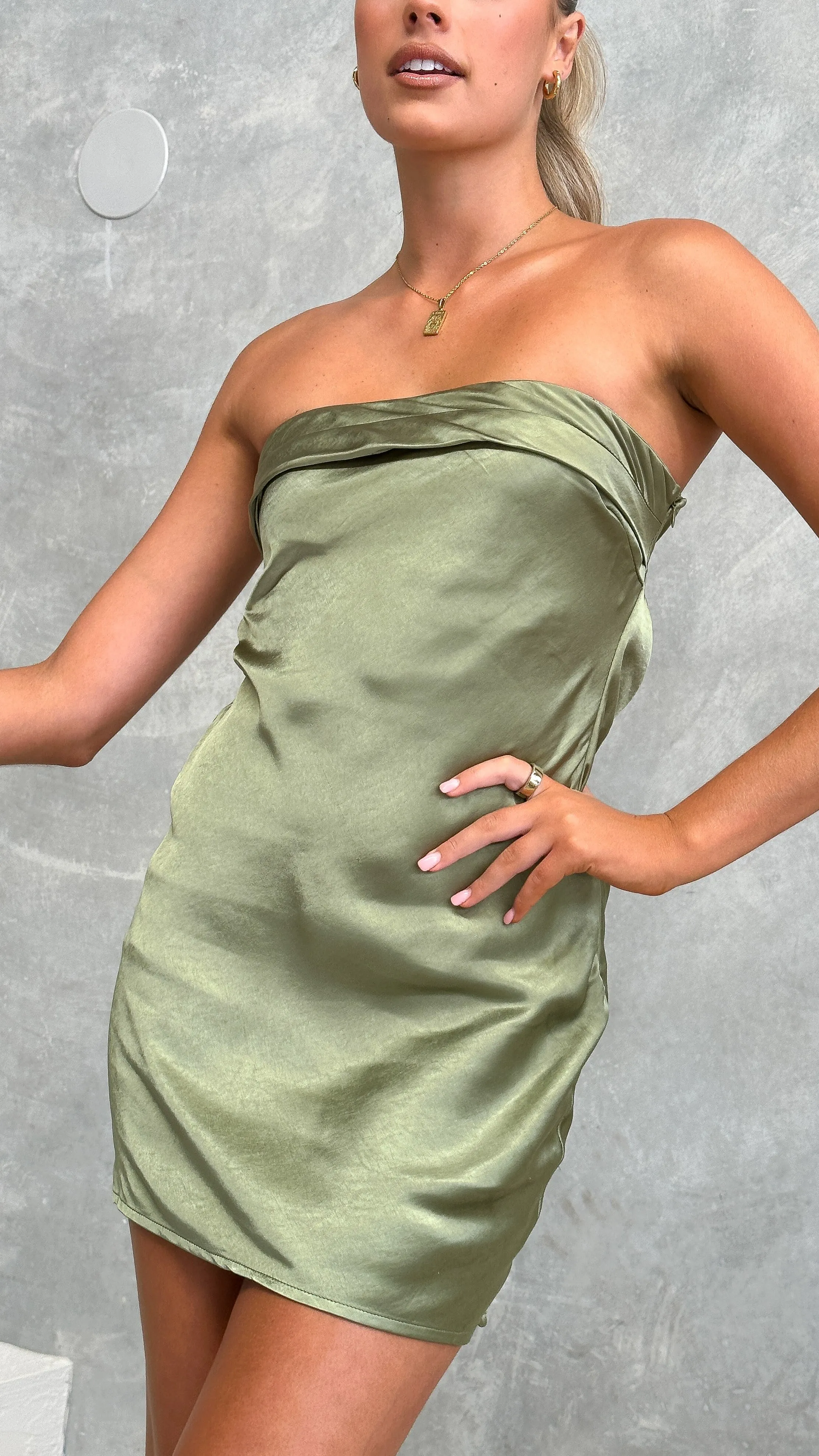 Gisele Mini Dress - Olive sold by Billy J product image thumbnail 3