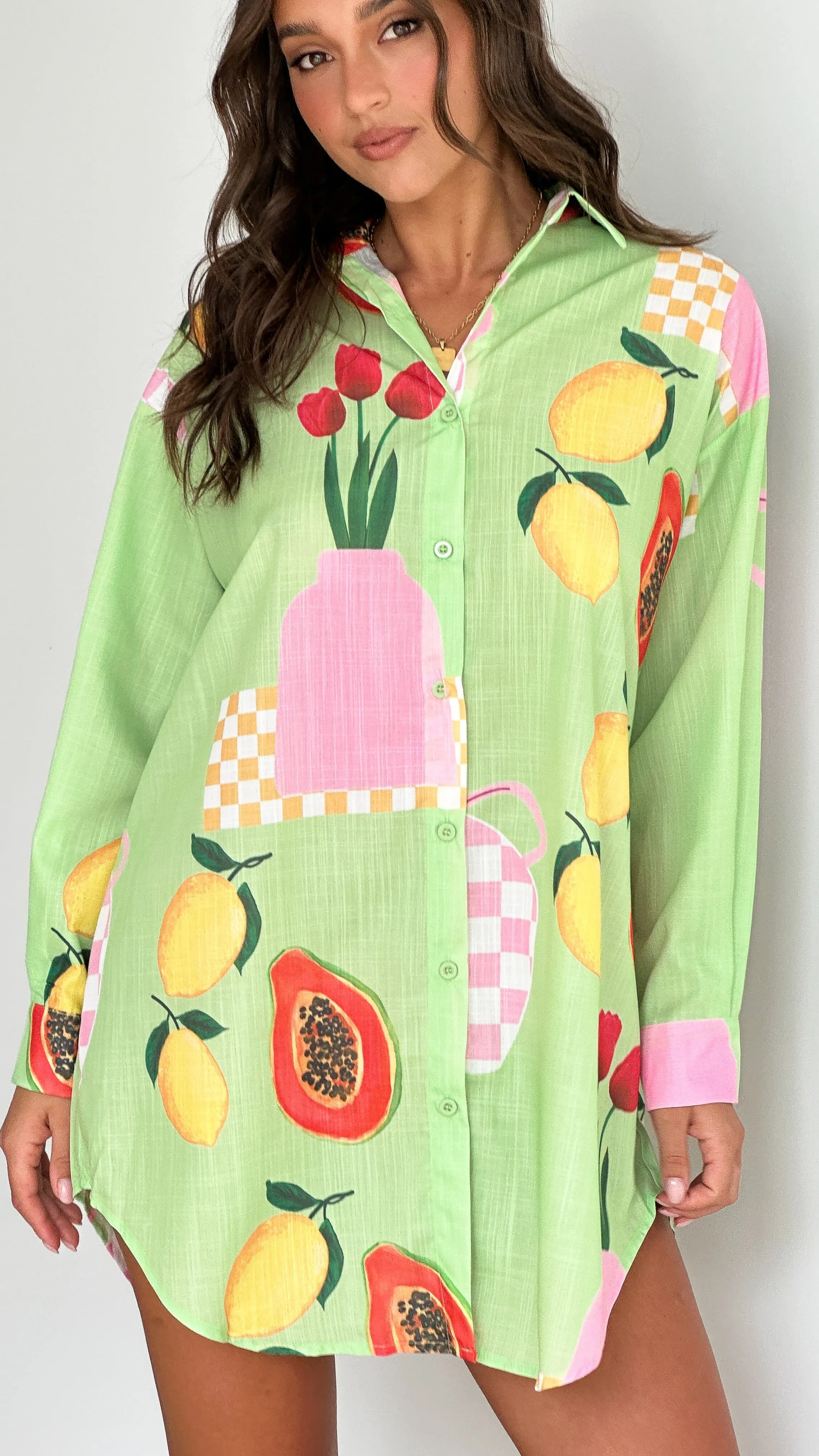 Piper Shirt Dress - Green Vase Print sold by Billy J product image thumbnail 3