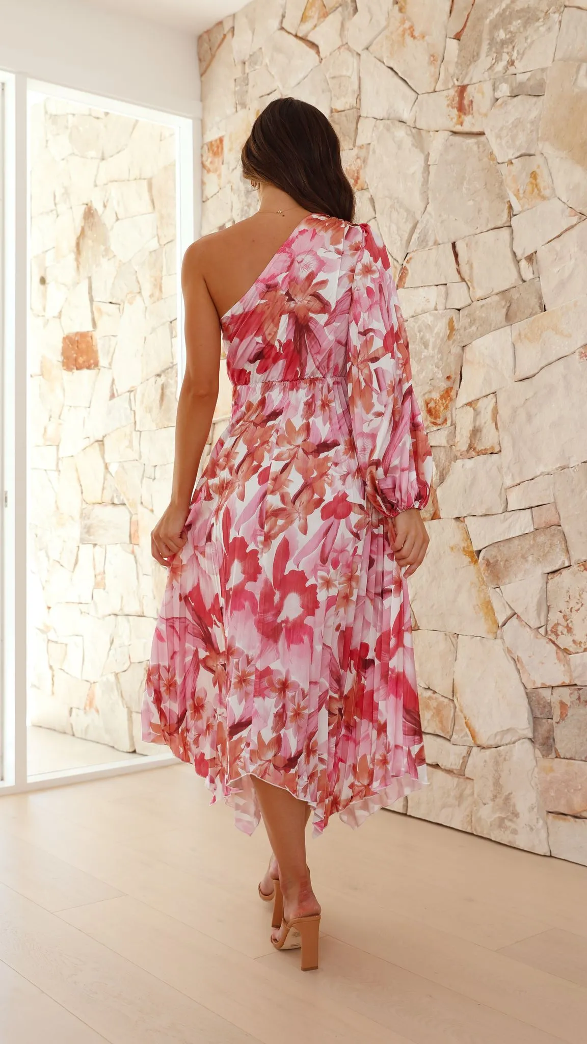 Brooklyn One Shoulder Midi Dress - Pink Floral sold by Billy J product image thumbnail 2