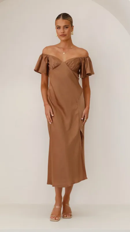 Louisa Midi Dress - Chocolate sold by Billy J