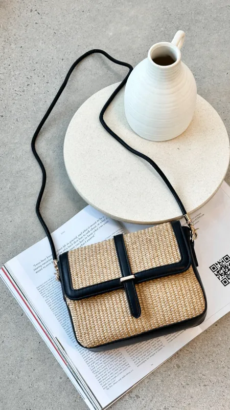 Calla Bag - Straw / PU Black sold by Billy J