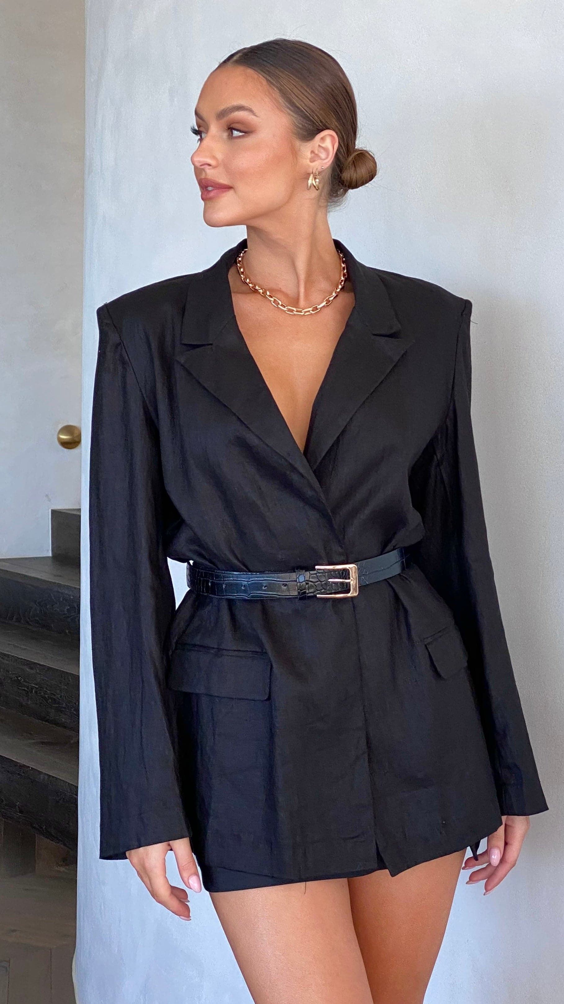 Moore Linen Blazer - Black sold by Billy J