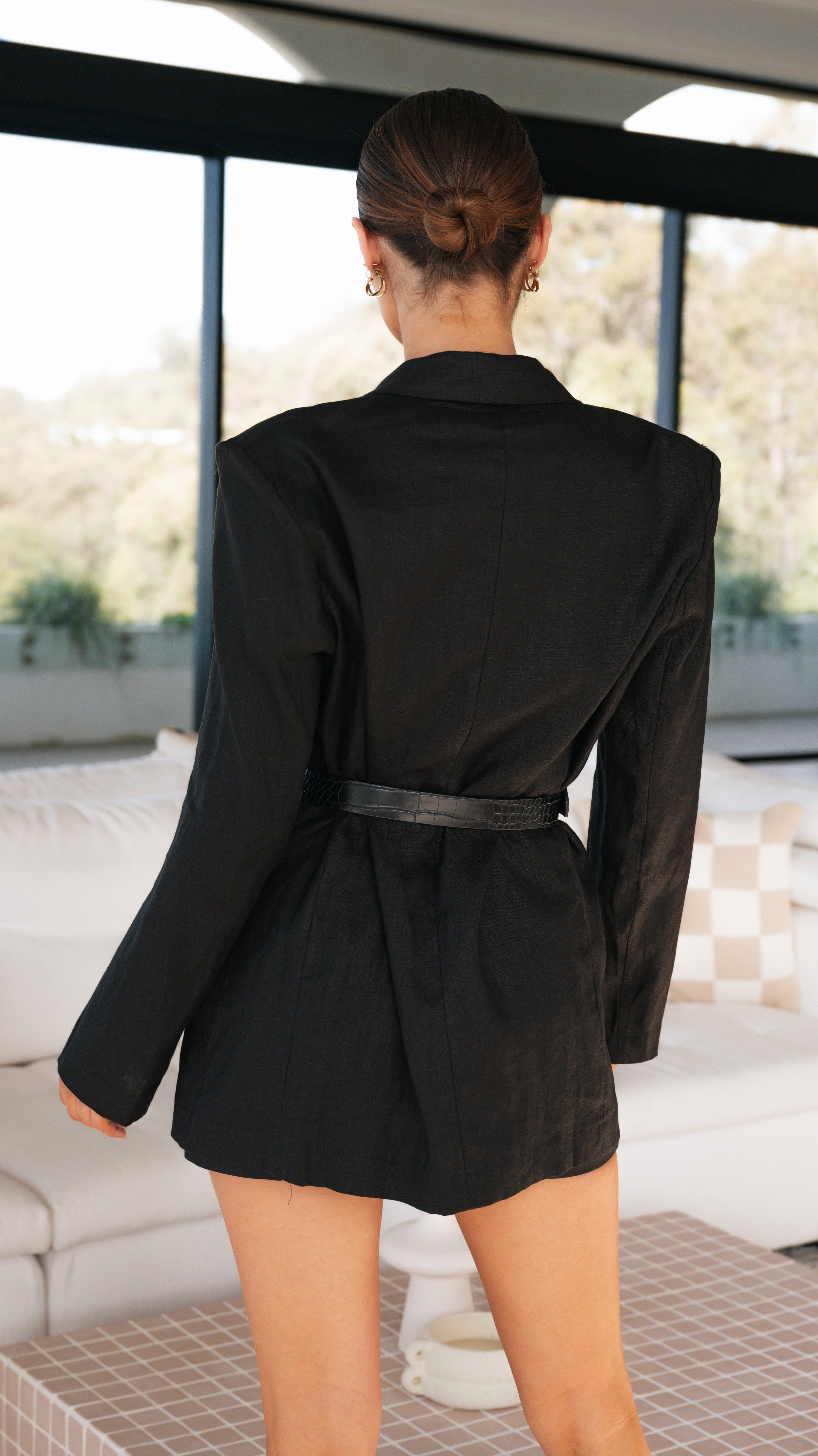 Moore Linen Blazer - Black sold by Billy J product image thumbnail 2