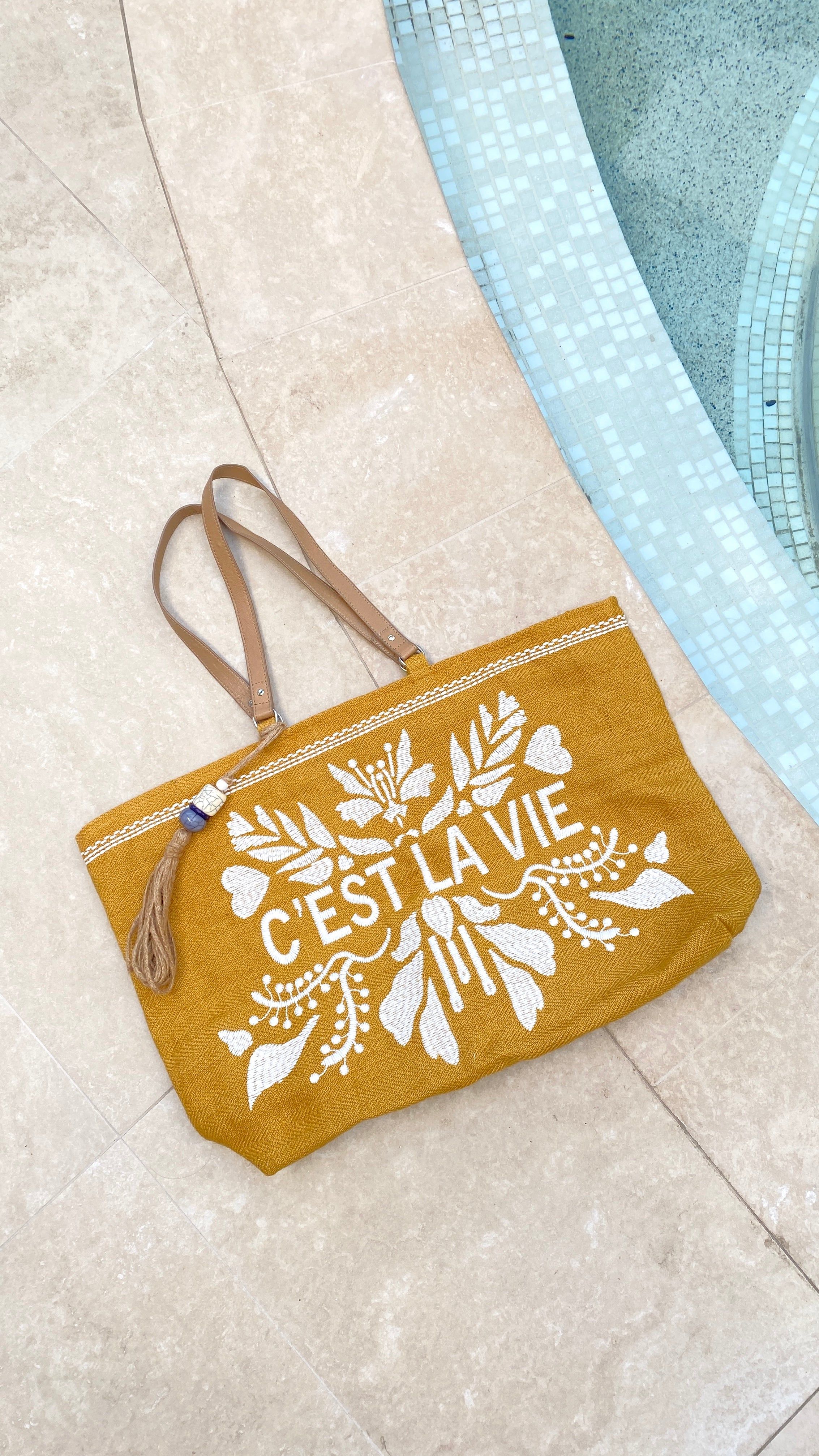Cest La Vie Tote - Mustard sold by Billy J