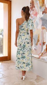Bethany Midi Dress - Yellow/Green Floral sold by Billy J