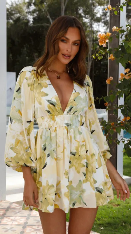 Sharni Mini Dress - Yellow Floral sold by Billy J