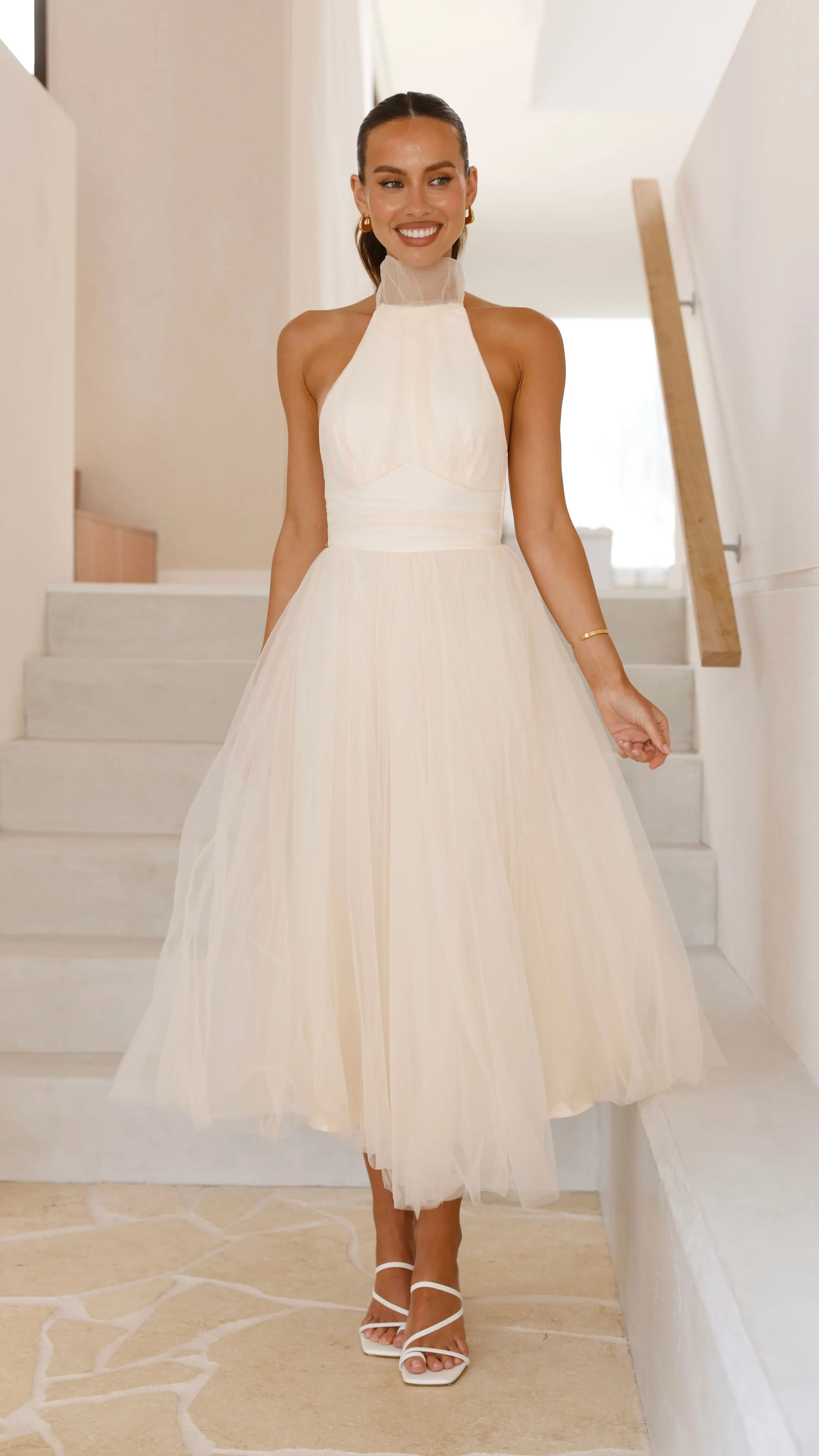 Rhianna Midi Dress - Cream sold by Billy J