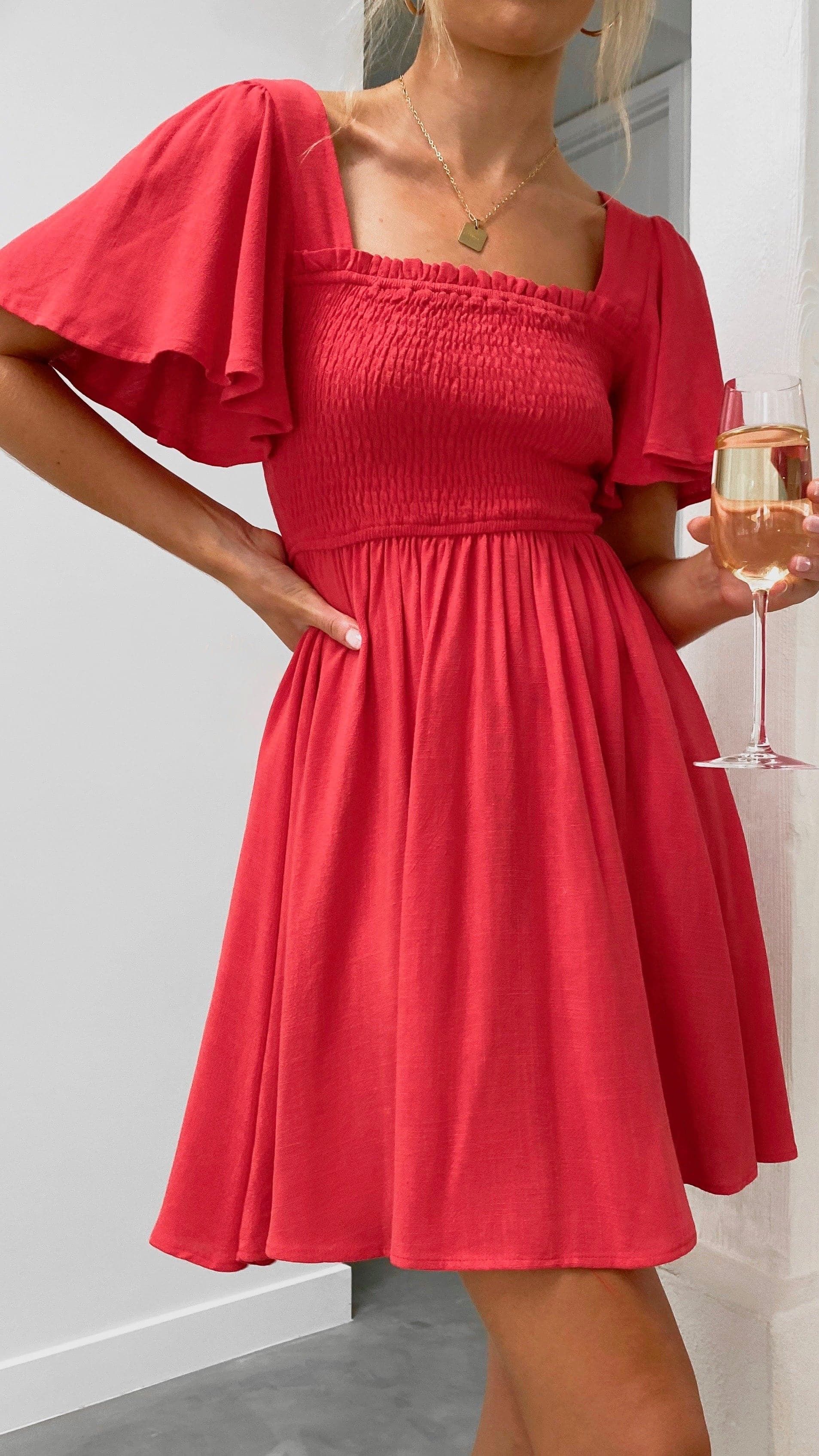 Molly Mini Dress - Red sold by Billy J