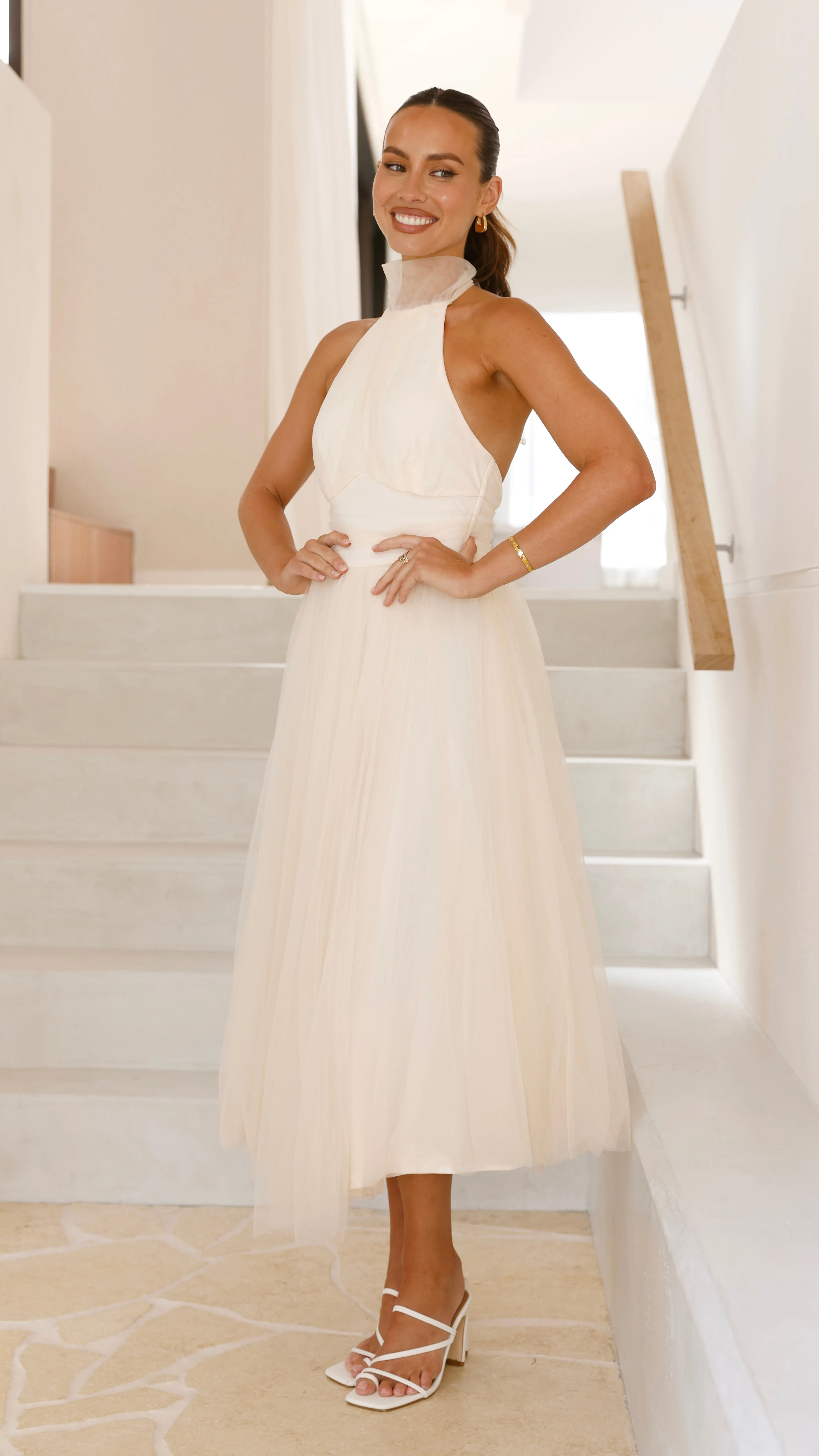 Rhianna Midi Dress - Cream sold by Billy J product image thumbnail 5