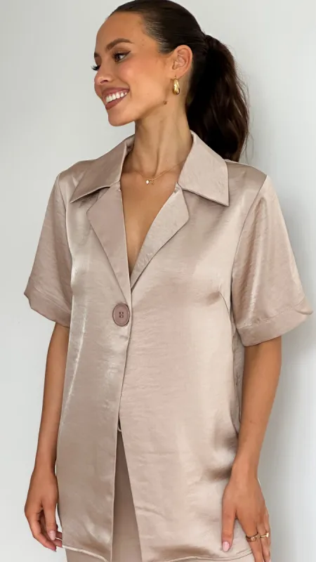 Imogen Button Shirt - Mushroom sold by Billy J