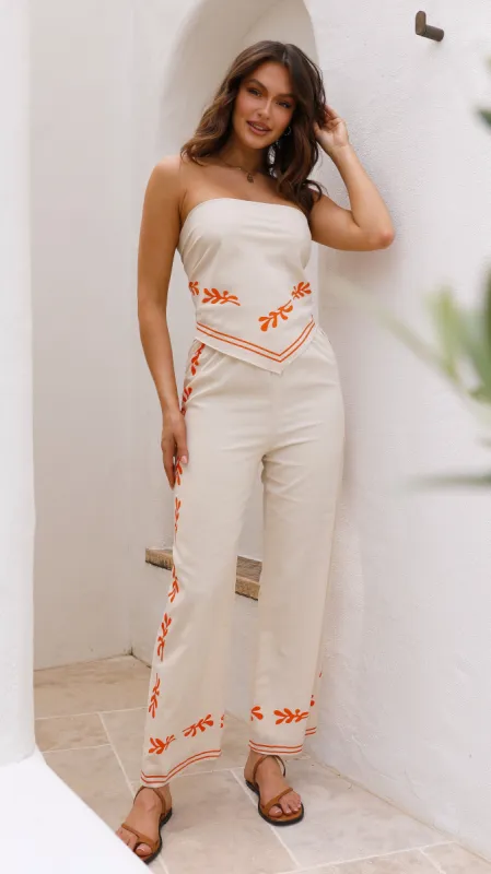 Aimee Scarf Top and Pants Set - Orange Coral made by Billy J