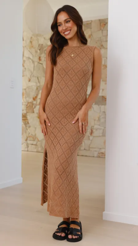 Idonia Midi Dress - Mocha sold by Billy J