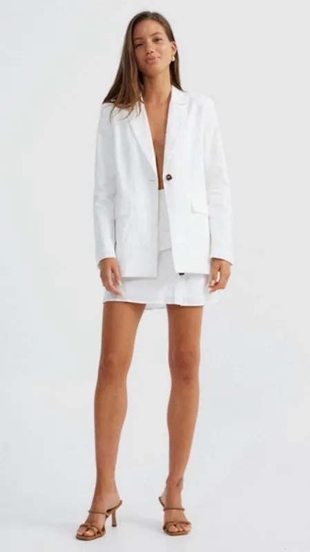 Hale Linen Blazer - White sold by Billy J