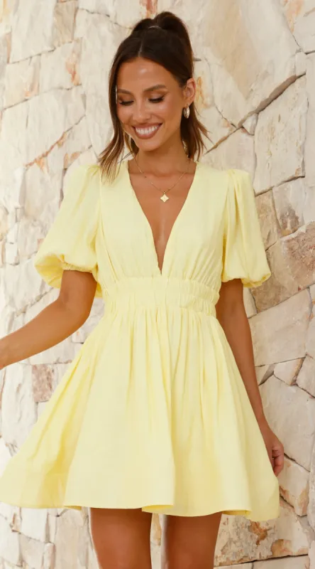 Erin Mini Dress - Yellow sold by Billy J