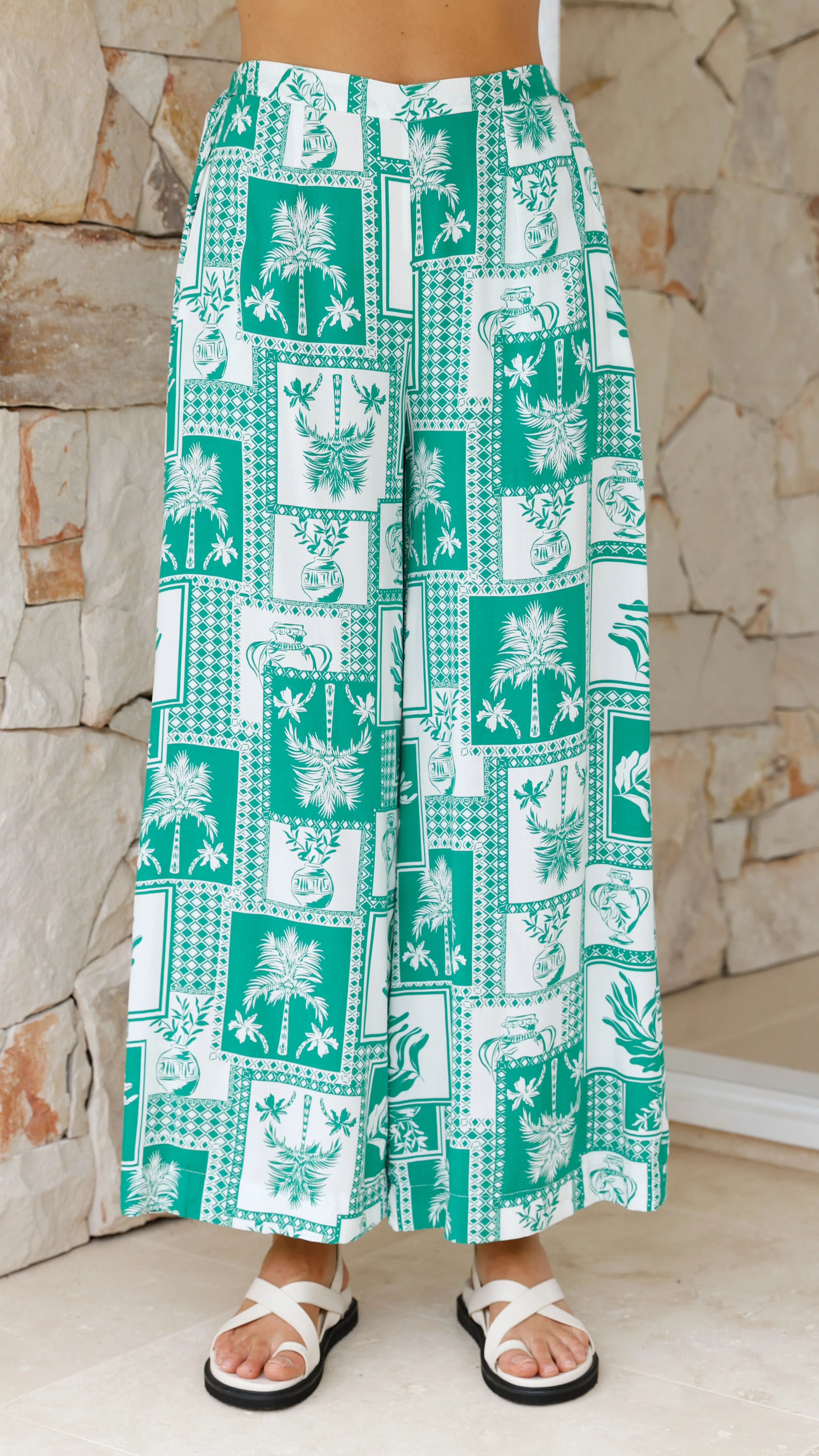 Melanie Pants - Green/White Print sold by Billy J product image thumbnail 2