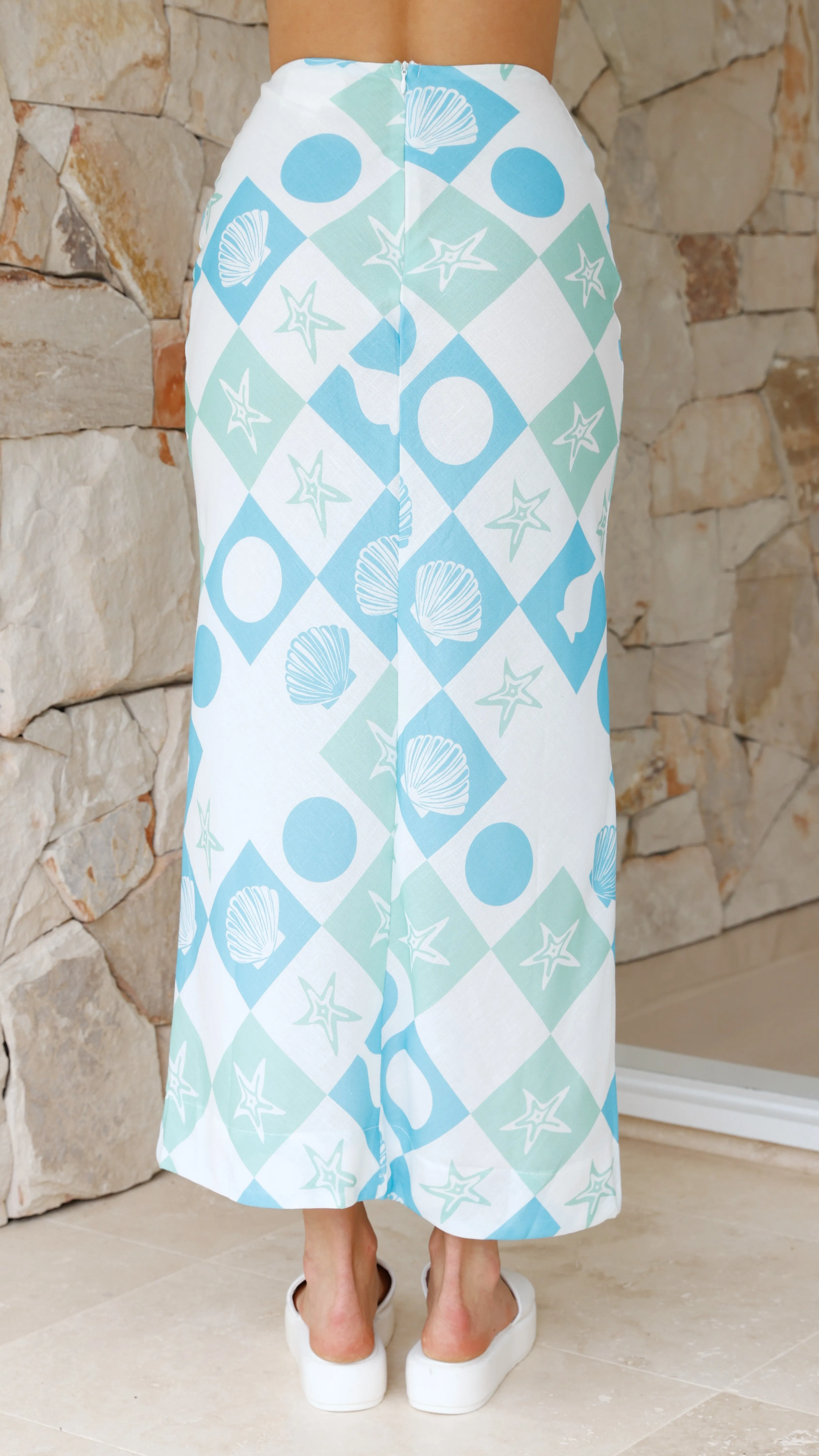 Jayme Midi Skirt - Blue / Green Print sold by Billy J product image thumbnail 3