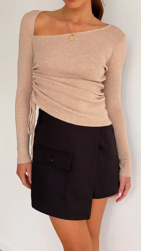 Lakota Asymmetrical Long Sleeve Top - Nude sold by Billy J