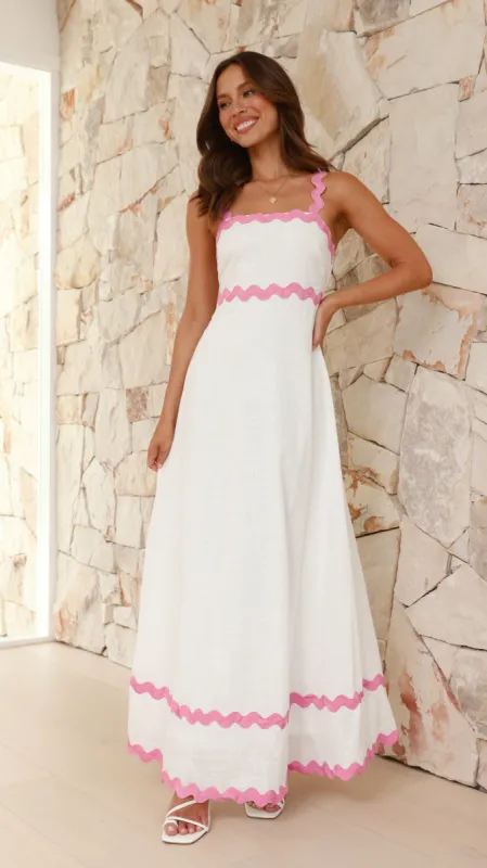 Daleyza Maxi Dress - White / Pink sold by Billy J