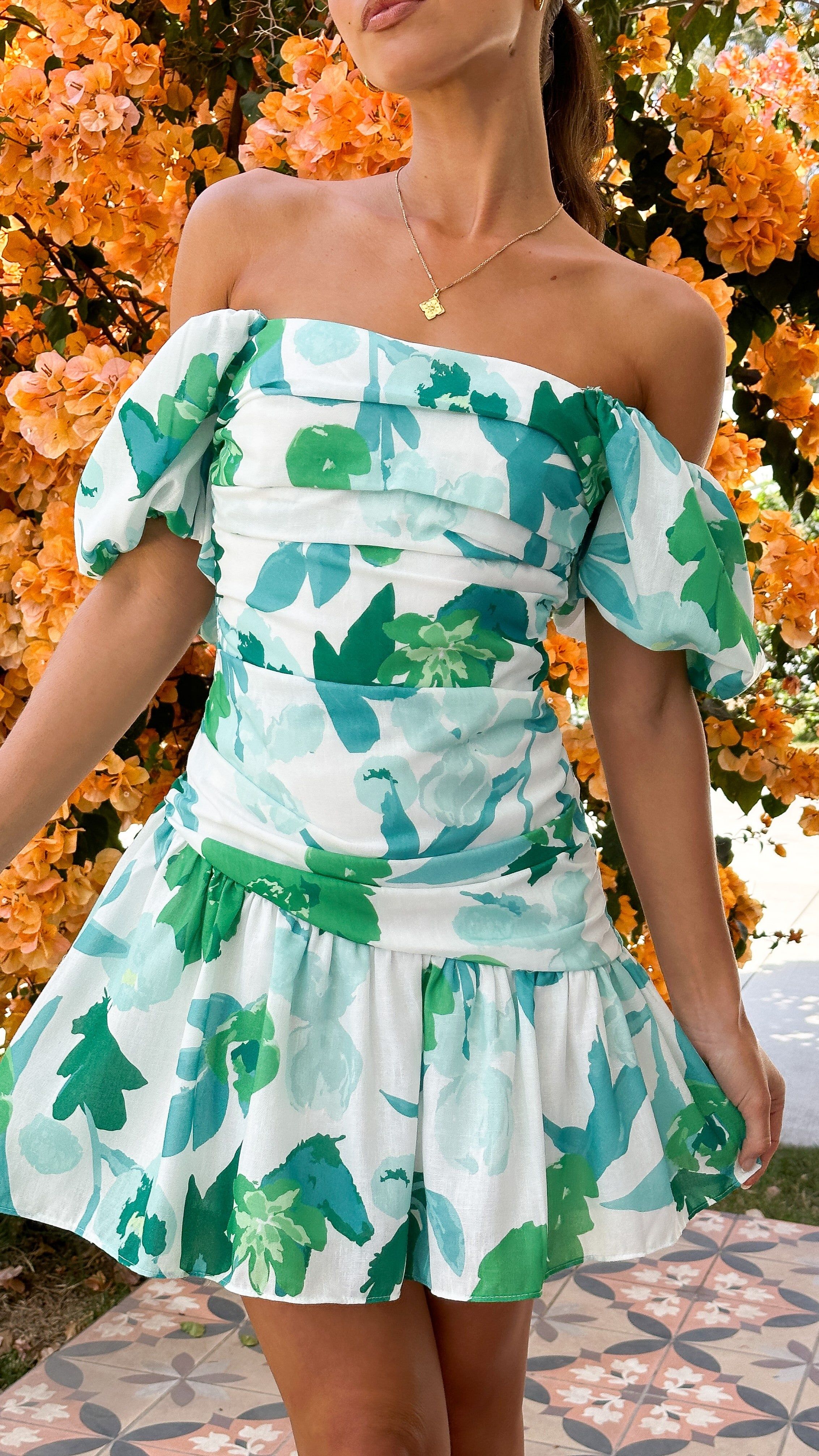 Cadee Mini Dress - Green Floral sold by Billy J product image thumbnail 3