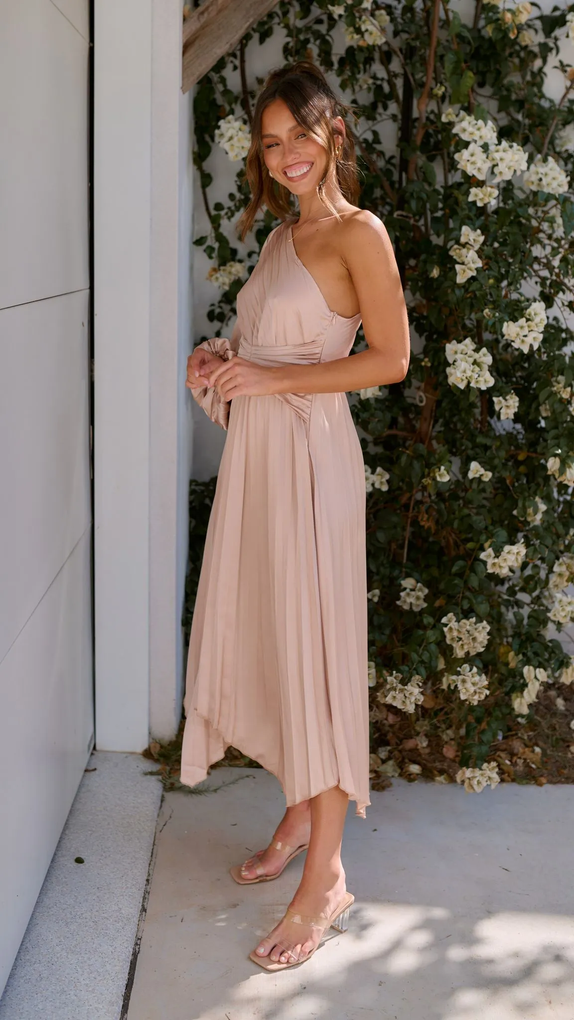 Brooklyn One Shoulder Midi Dress - Champagne sold by Billy J product image thumbnail 4