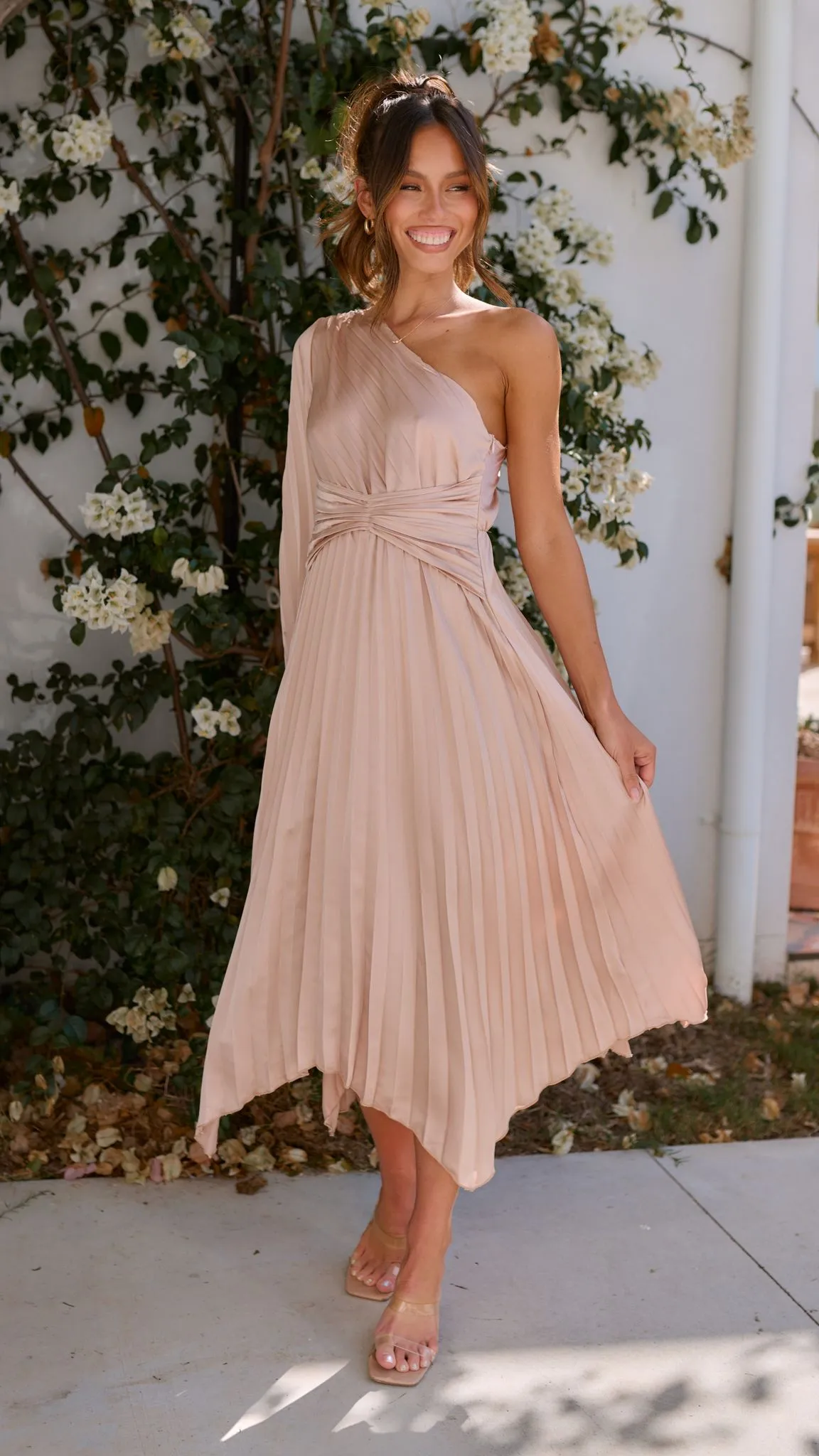 Brooklyn One Shoulder Midi Dress - Champagne sold by Billy J product image thumbnail 5