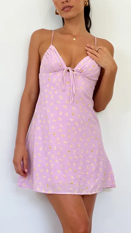 Coco Mini Dress - Pink / Yellow Floral sold by Billy J
