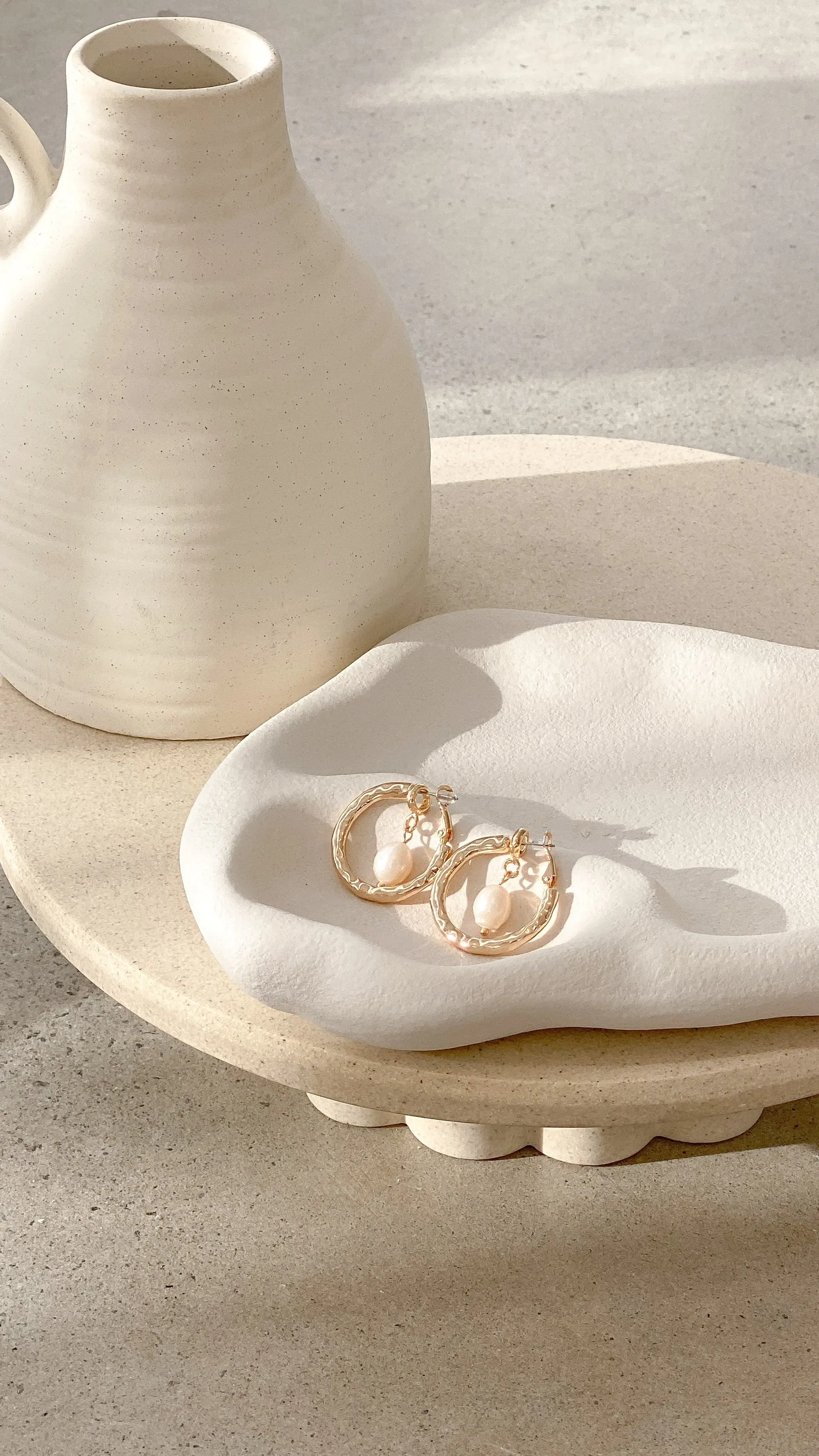 Chunky Pearl Hoop Earrings - Gold sold by Billy J product image thumbnail 3