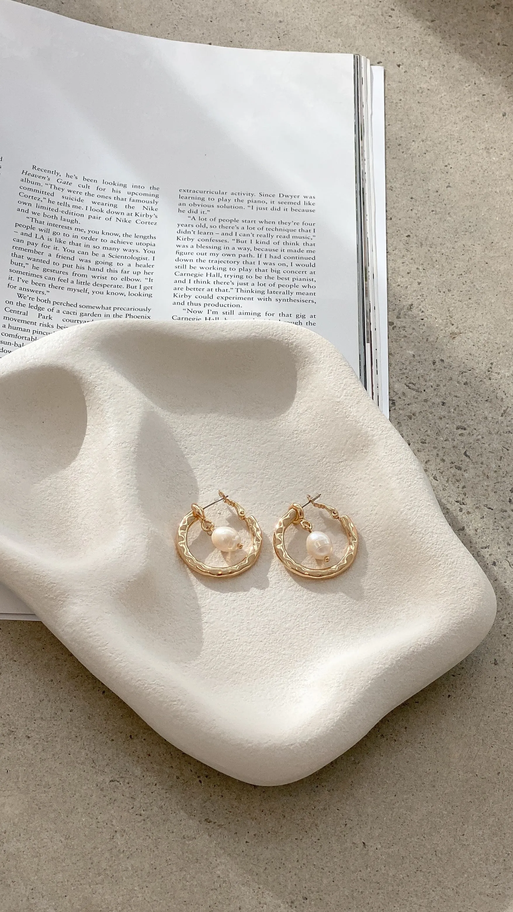 Chunky Pearl Hoop Earrings - Gold sold by Billy J product image thumbnail 2