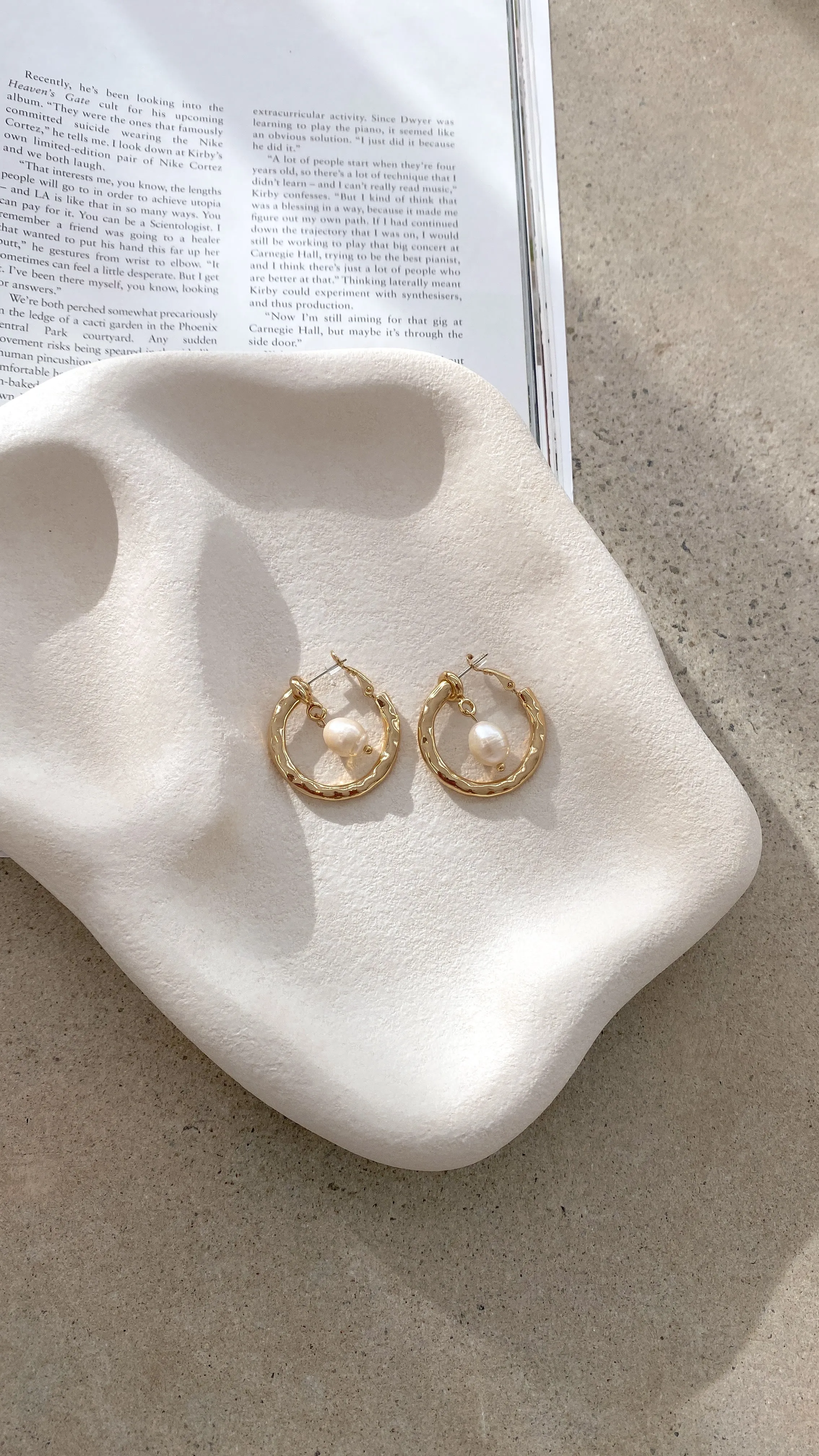 Chunky Pearl Hoop Earrings - Gold sold by Billy J product image thumbnail 4