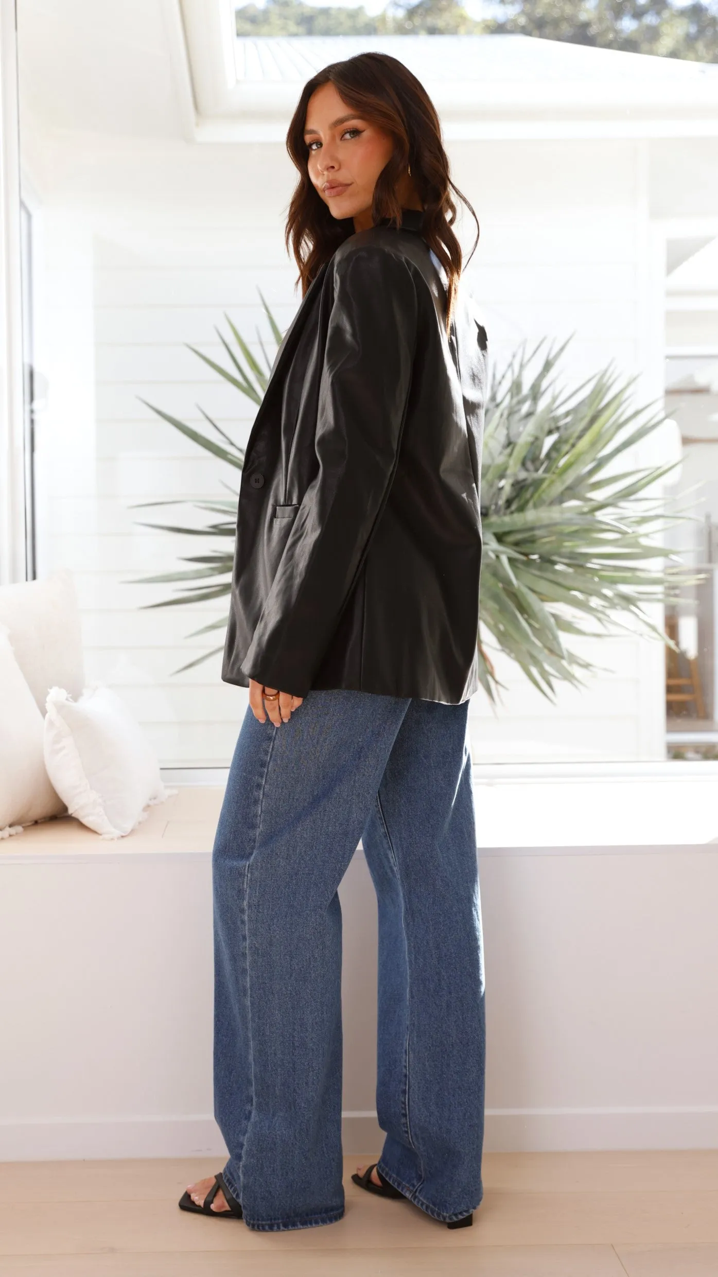 Sadiya Faux Leather Blazer - Black sold by Billy J product image thumbnail 3