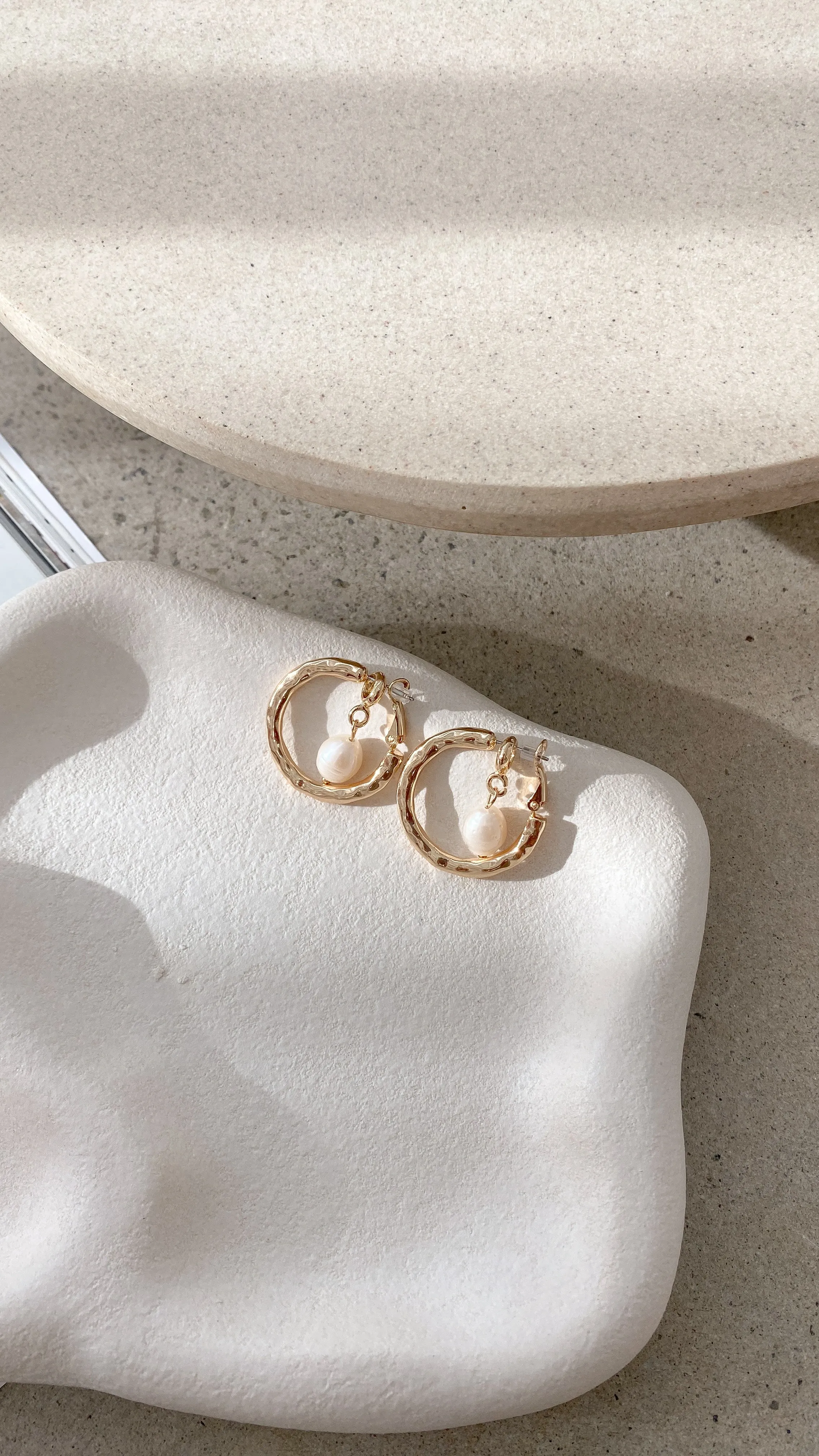 Chunky Pearl Hoop Earrings - Gold sold by Billy J product image thumbnail 5