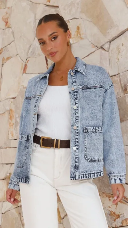 Idonea Oversized Jacket - Mid Blue Denim sold by Billy J
