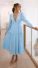 Erin Long Sleeve Midi Dress - Blue sold by Billy J