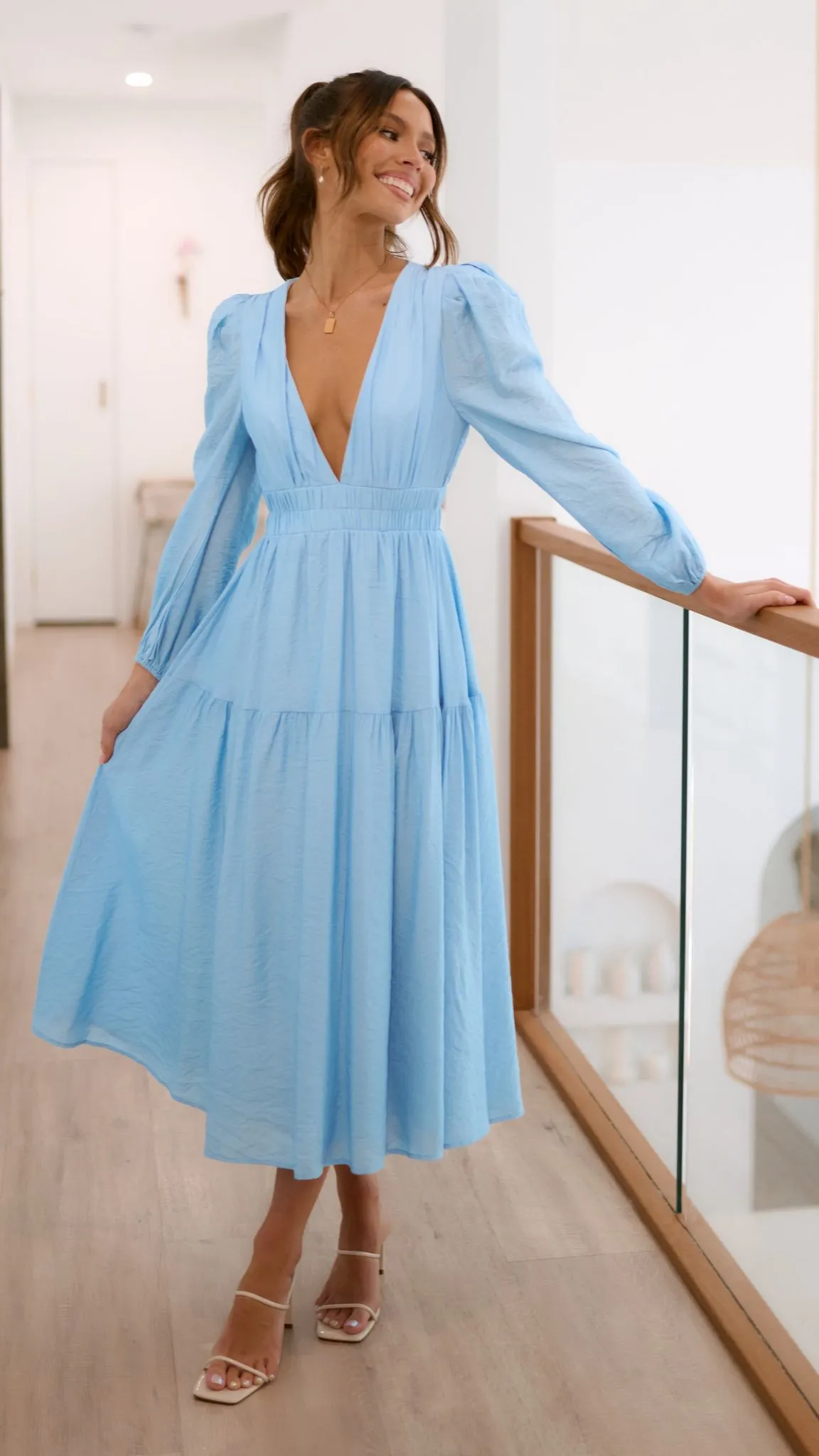 Erin Long Sleeve Midi Dress - Blue sold by Billy J product image thumbnail 4