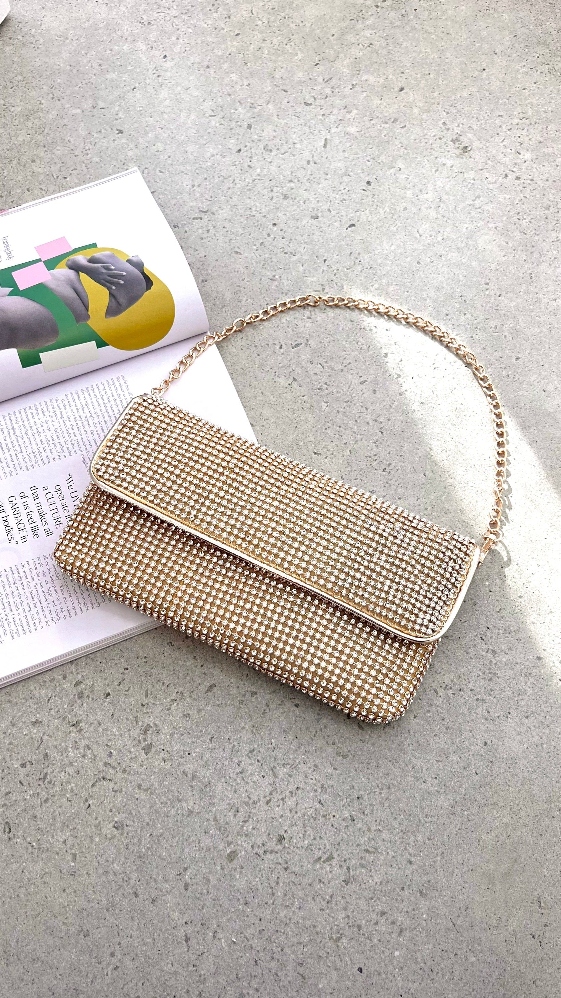 Malia Foldover Diamante Clutch - Gold sold by Billy J product image thumbnail 3