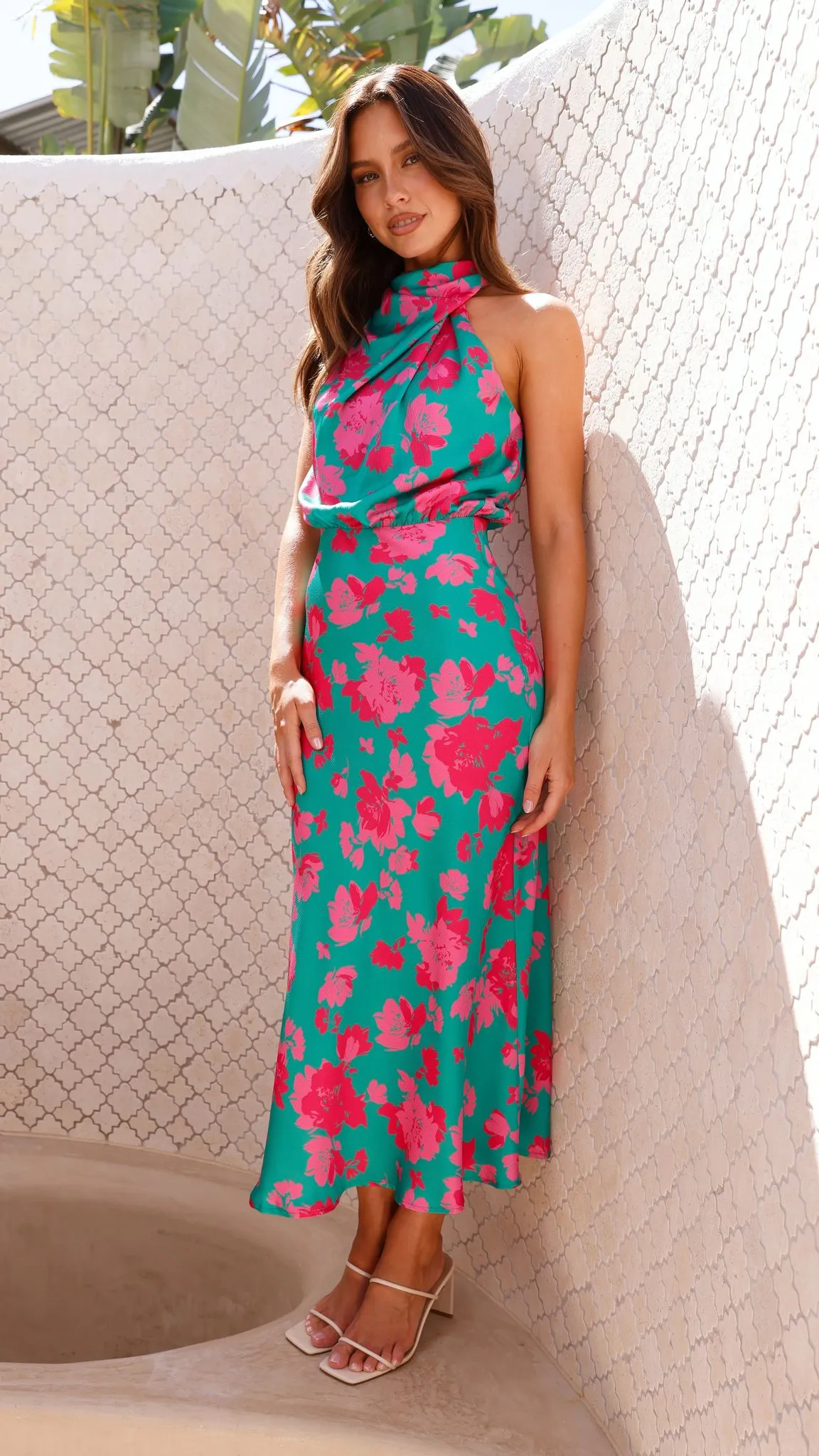 Esther Maxi Dress - Green / Pink Floral sold by Billy J
