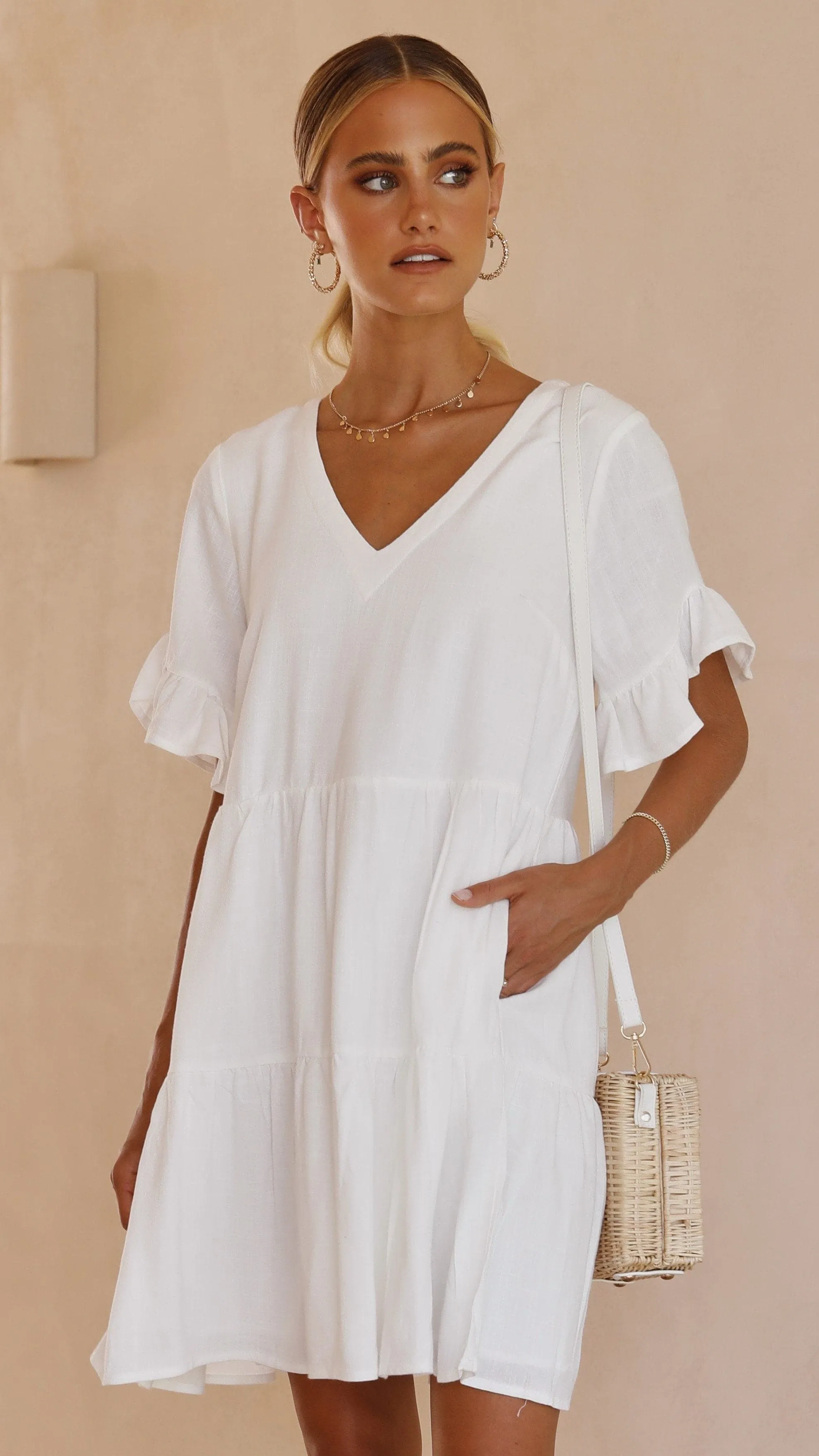 Mariah Mini Dress - White sold by Billy J