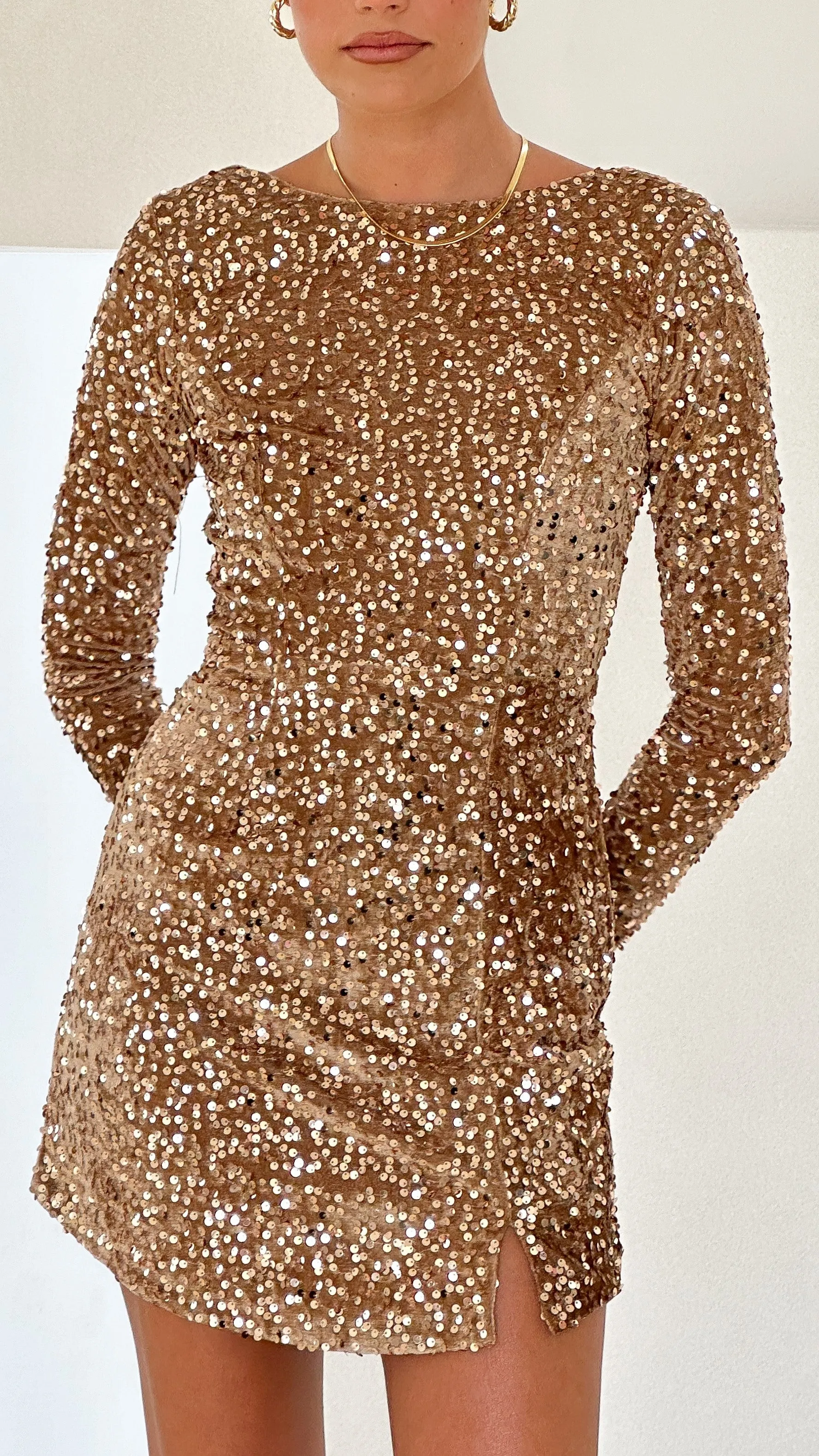Felicia Mini Dress - Gold sold by Billy J product image thumbnail 4