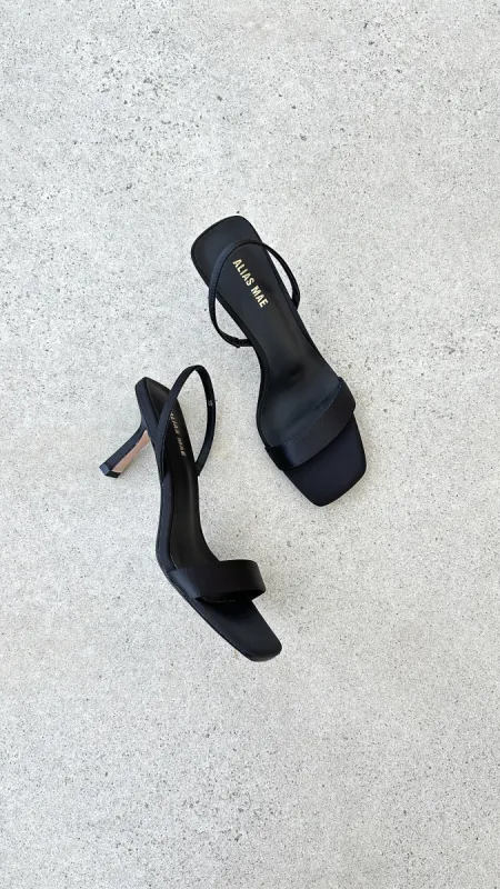Emerson Heel - Black Satin sold by Billy J