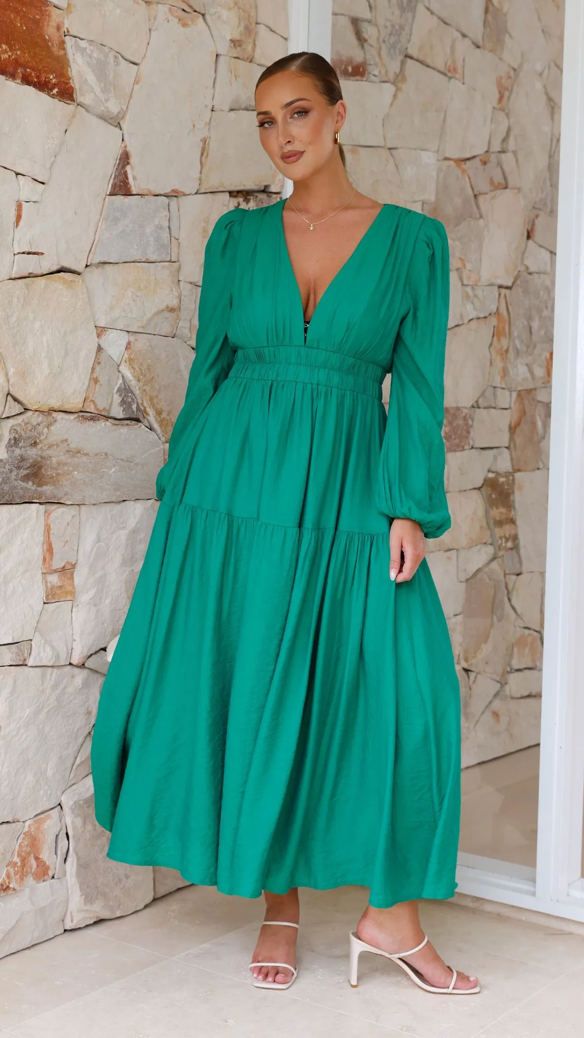 Erin Long Sleeve Midi Dress - Emerald sold by Billy J product image thumbnail 2
